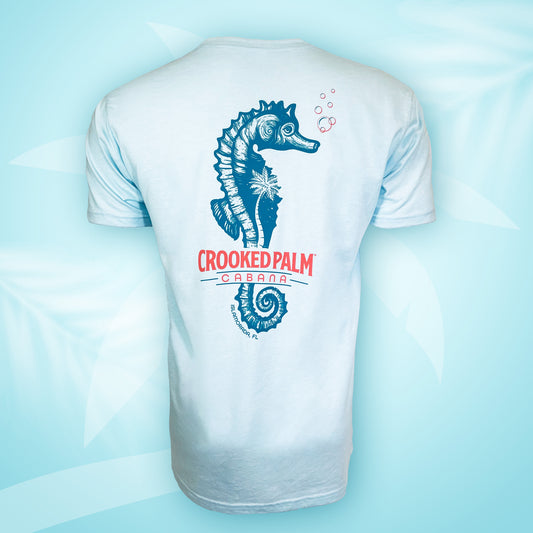 Gents Cotton Tee - Seahorse - Ice Blue